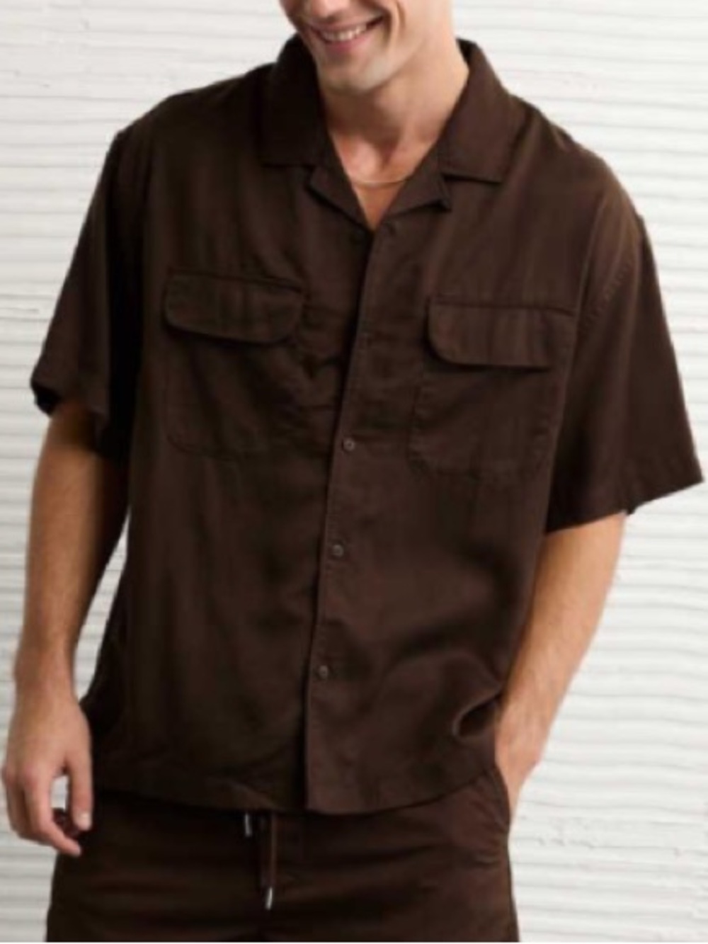 American Eagle Relaxed fit short sleeve camp collar shirt